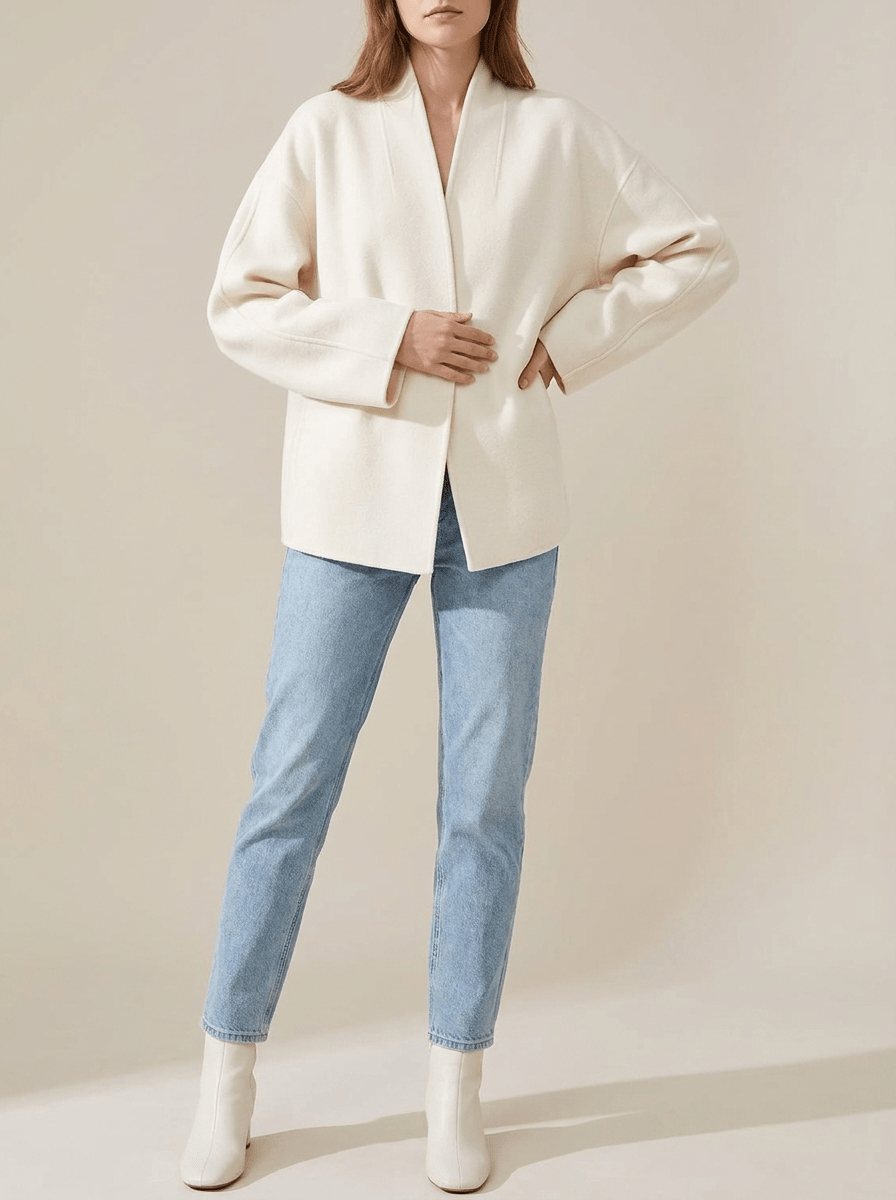 Open Front Jacket Women Dropped Shoulder Lined Longline Coat Layer — Kharites Shop - Kharites