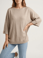 Oversized Round Neck Dropped Shoulder Top Women Ribbed Trim Casual Top — Kharites Shop - Kharites