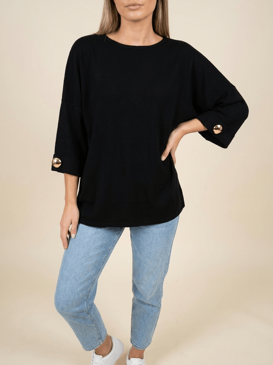 Oversized Round Neck Dropped Shoulder Top Women Ribbed Trim Casual Top — Kharites Shop - Kharites