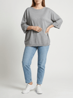 Oversized Round Neck Dropped Shoulder Top Women Ribbed Trim Casual Top — Kharites Shop - Kharites