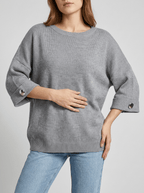 Oversized Round Neck Dropped Shoulder Top Women Ribbed Trim Casual Top — Kharites Shop - Kharites