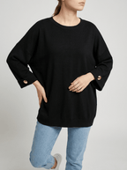 Oversized Round Neck Dropped Shoulder Top Women Ribbed Trim Casual Top — Kharites Shop - Kharites