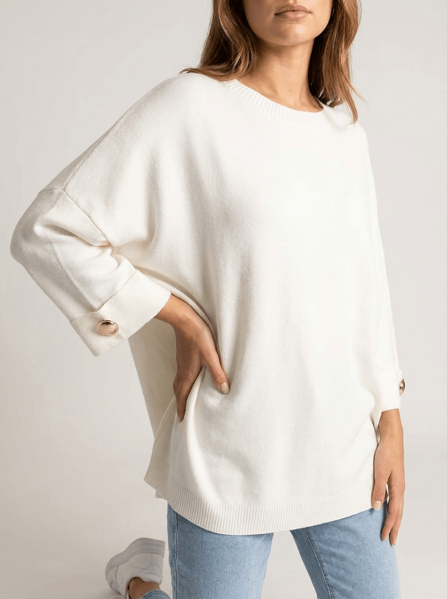 Oversized Round Neck Dropped Shoulder Top Women Ribbed Trim Casual Top — Kharites Shop - Kharites