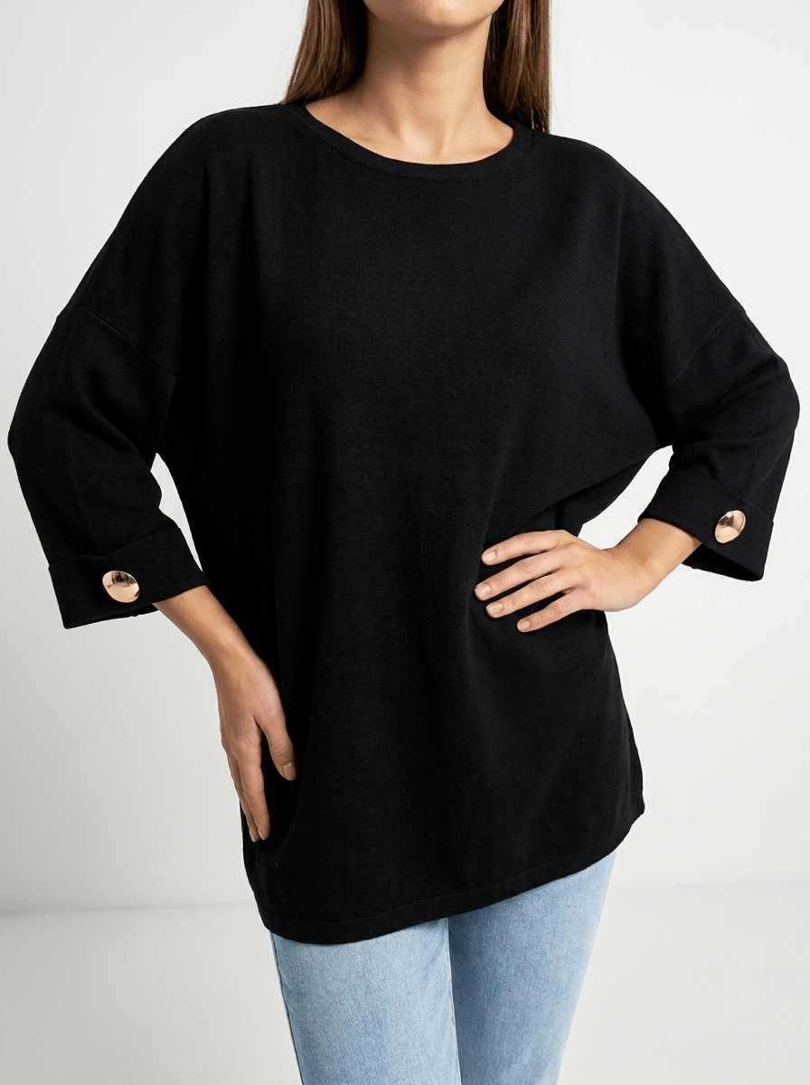 Oversized Round Neck Dropped Shoulder Top Women Ribbed Trim Casual Top — Kharites Shop - Kharites