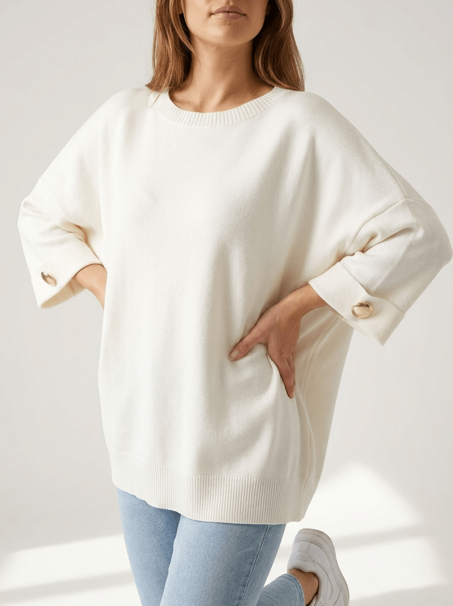Oversized Round Neck Dropped Shoulder Top Women Ribbed Trim Casual Top — Kharites Shop - Kharites