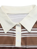 Oversized Striped Dropped Shoulder Sweatshirt Women Button Detail Top — Kharites Shop - Kharites