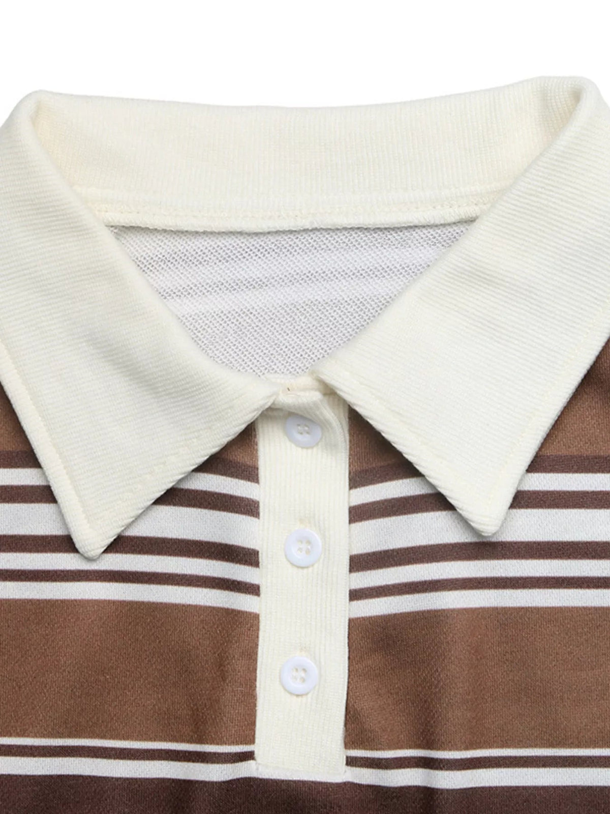 Oversized Striped Dropped Shoulder Sweatshirt Women Button Detail Top — Kharites Shop - Kharites