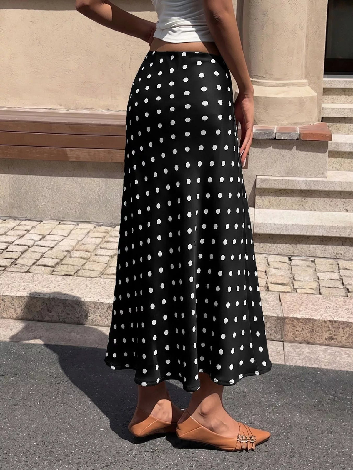 Polka Dot Midi Skirt Women High Waisted A Line Summer Skirt — Kharites Shop - Kharites