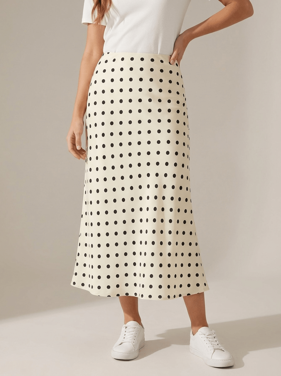 Polka Dot Midi Skirt Women High Waisted A Line Summer Skirt — Kharites Shop - Kharites