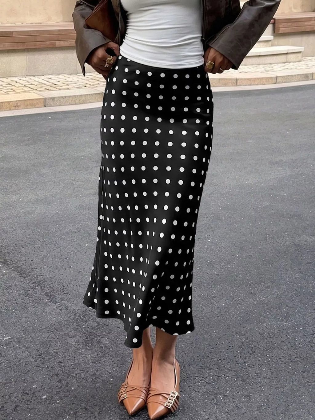 Polka Dot Midi Skirt Women High Waisted A Line Summer Skirt — Kharites Shop - Kharites