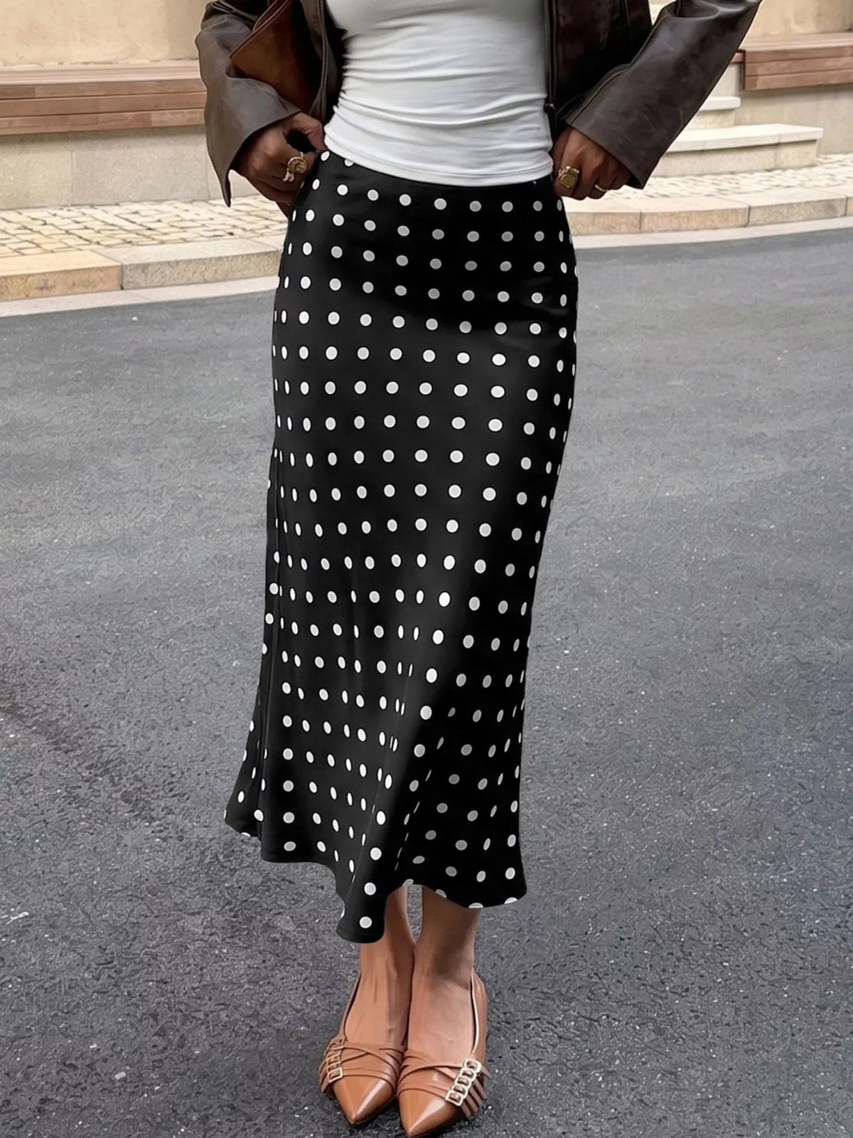 Polka Dot Midi Skirt Women High Waisted A Line Summer Skirt — Kharites Shop - Kharites