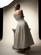 Polka Dot Square Neck Maxi Dress Women Side Slit Sleeveless — Kharites Shop - Kharites