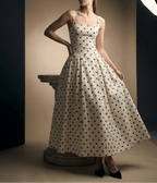Polka Dot Square Neck Maxi Dress Women Side Slit Sleeveless — Kharites Shop - Kharites