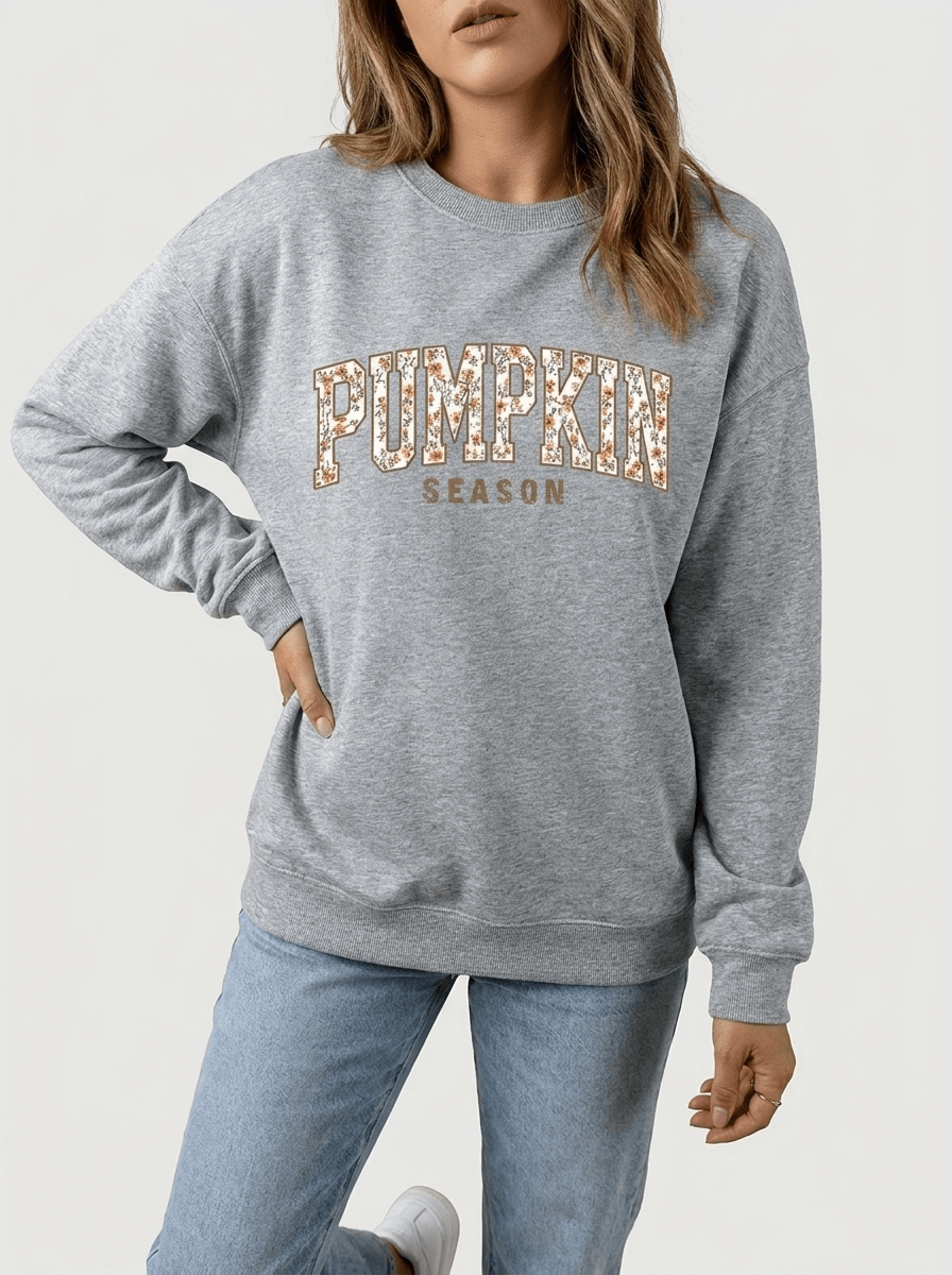 Pumpkin Season Sweatshirt Women Oversized Graphic Pullover Fall Top — Kharites Shop - Kharites