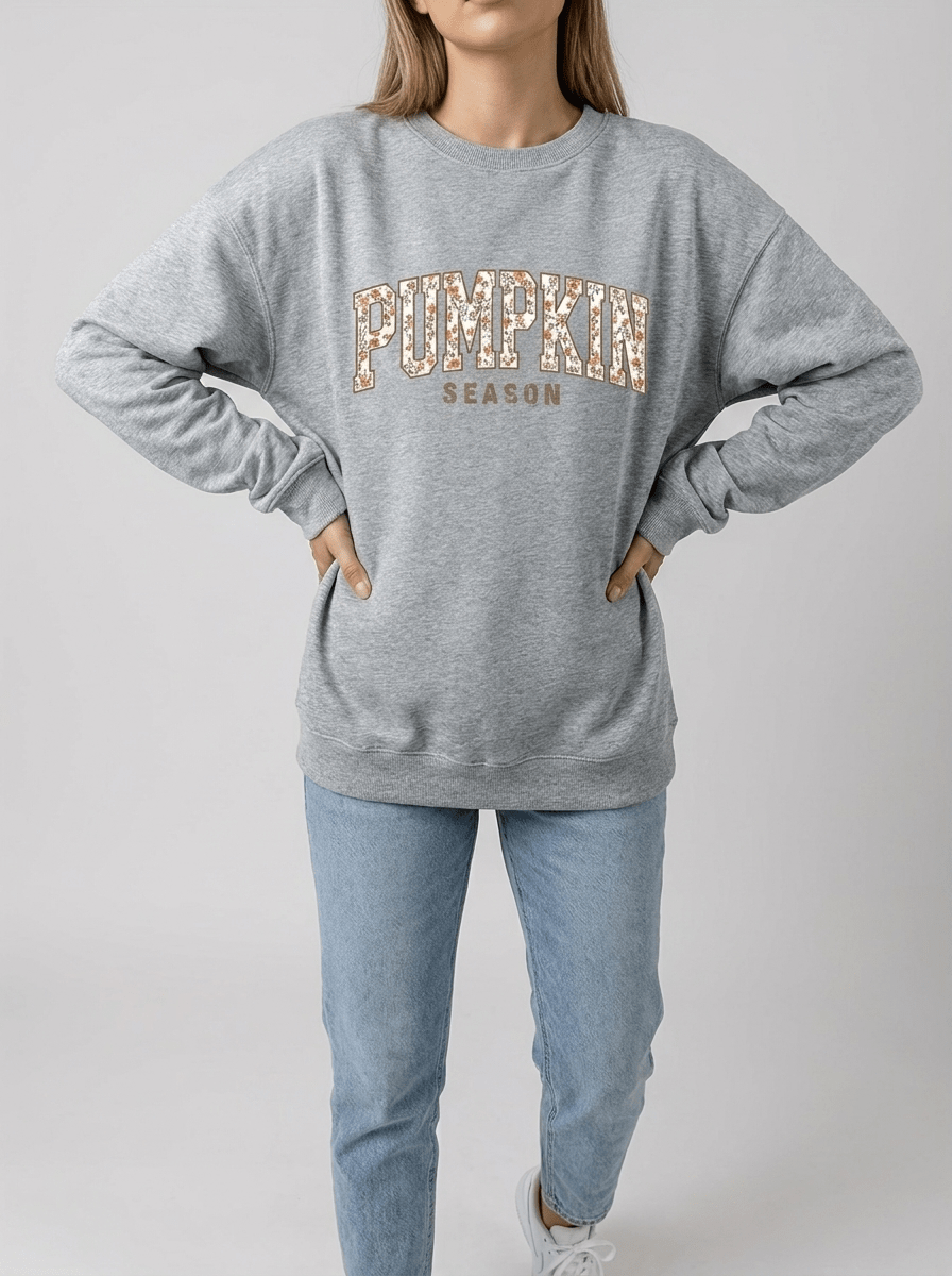 Pumpkin Season Sweatshirt Women Oversized Graphic Pullover Fall Top — Kharites Shop - Kharites