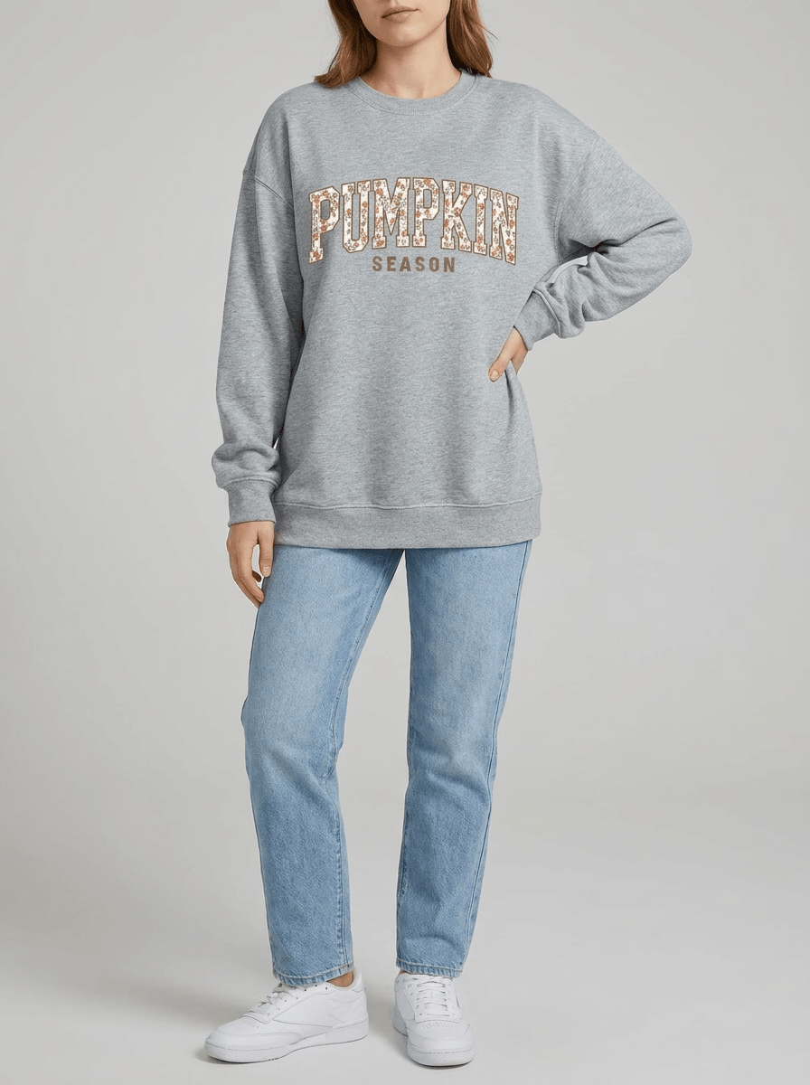 Pumpkin Season Sweatshirt Women Oversized Graphic Pullover Fall Top — Kharites Shop - Kharites