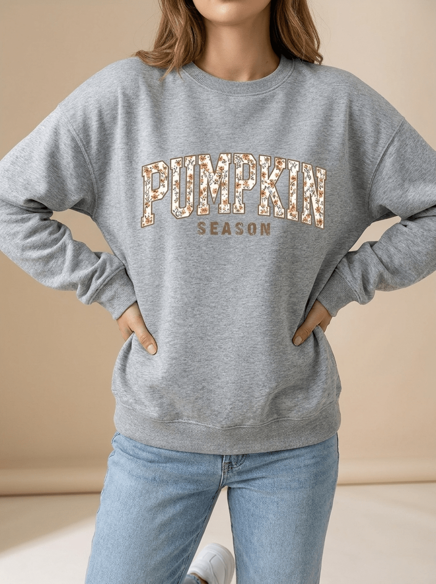 Pumpkin Season Sweatshirt Women Oversized Graphic Pullover Fall Top — Kharites Shop - Kharites