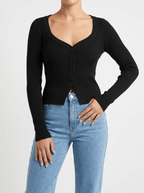 Ribbed Knit Cardigan Women Button Down Long Sleeve Sweater Layer — Kharites Shop - Kharites