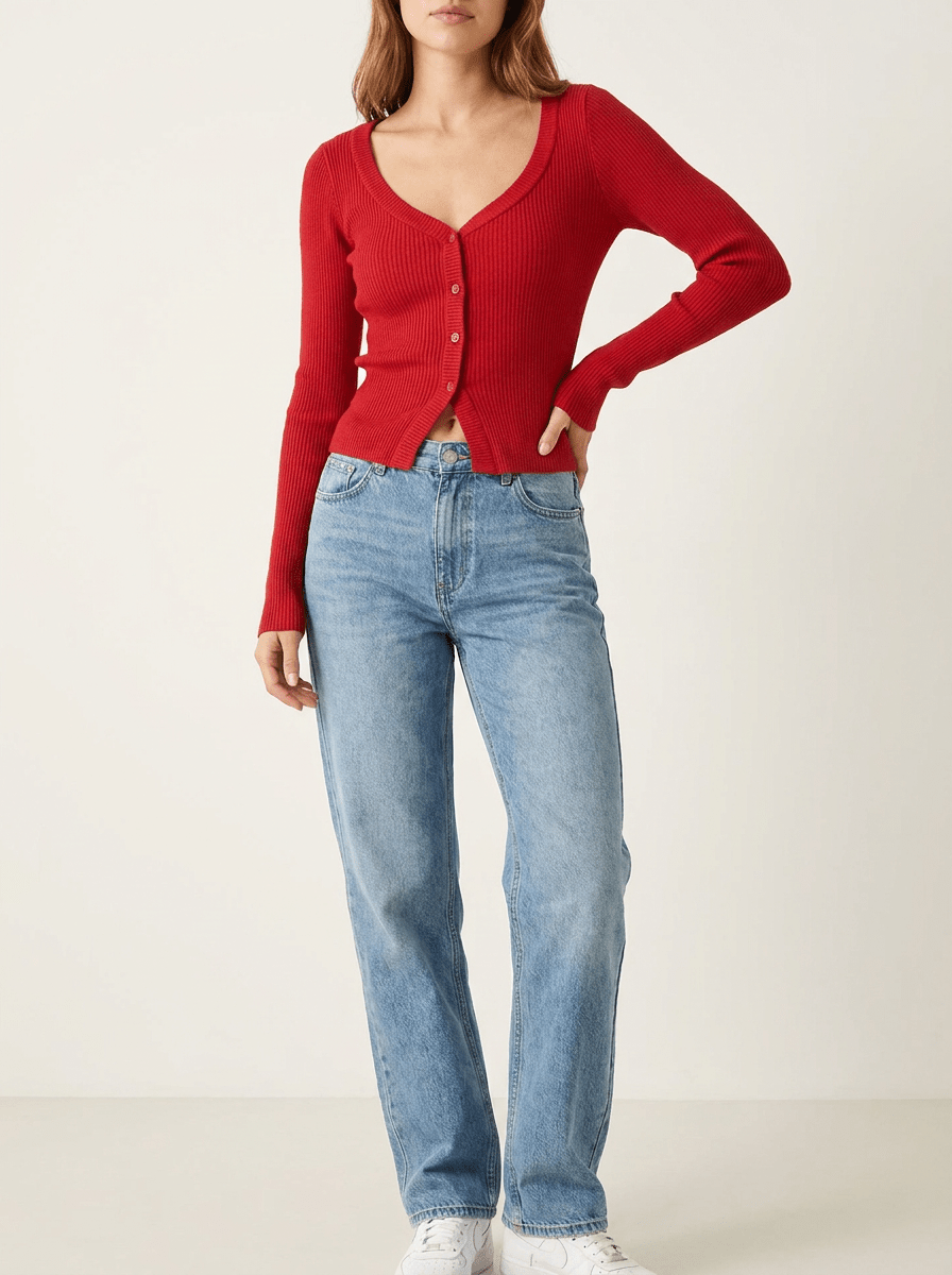 Ribbed Knit Cardigan Women Button Down Long Sleeve Sweater Layer — Kharites Shop - Kharites
