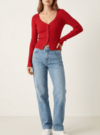 Ribbed Knit Cardigan Women Button Down Long Sleeve Sweater Layer — Kharites Shop - Kharites