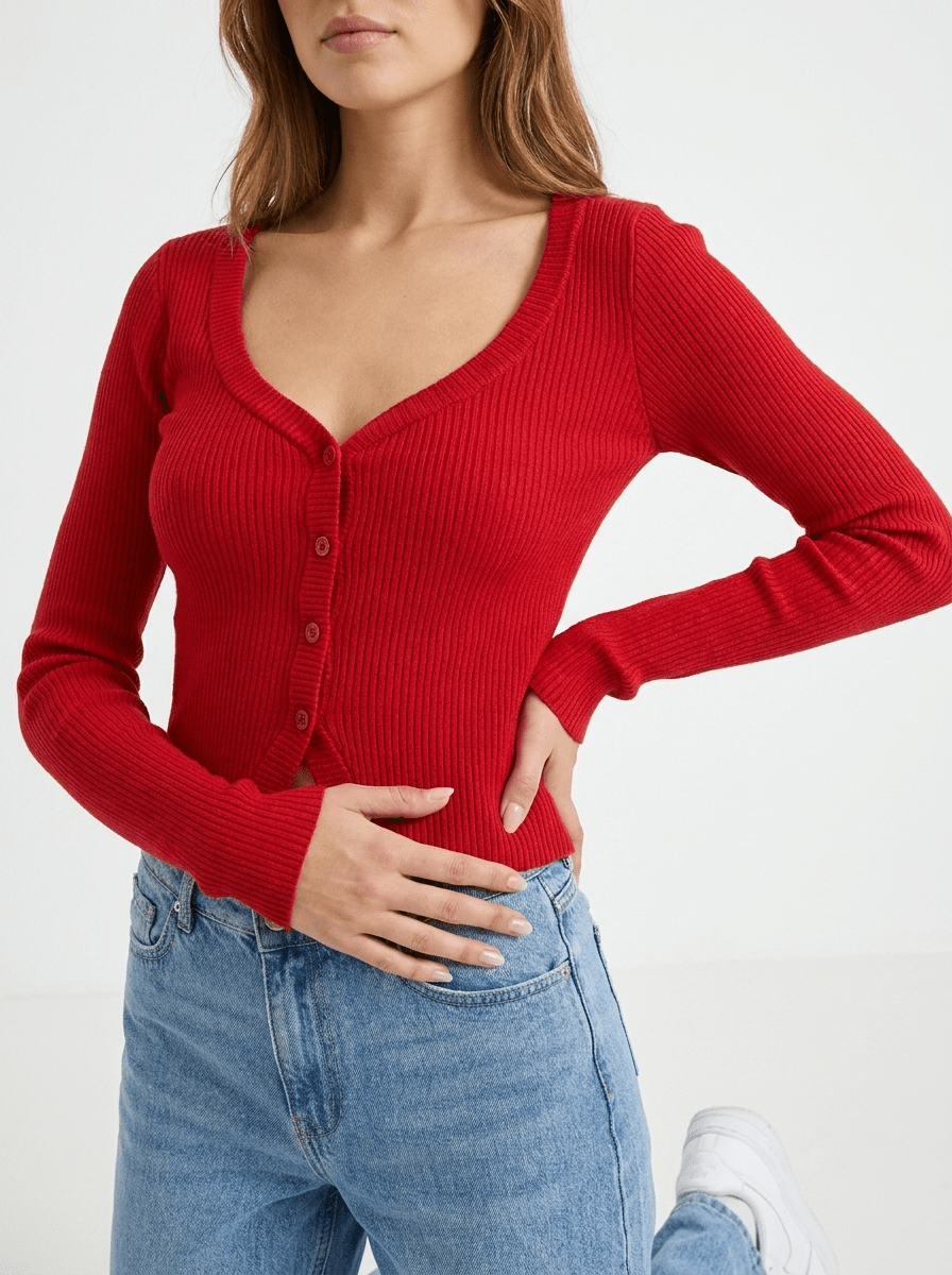 Ribbed Knit Cardigan Women Button Down Long Sleeve Sweater Layer — Kharites Shop - Kharites