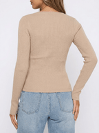 Ribbed Knit Cardigan Women Button Down Long Sleeve Sweater Layer — Kharites Shop - Kharites