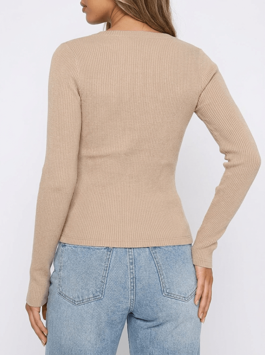 Ribbed Knit Cardigan Women Button Down Long Sleeve Sweater Layer — Kharites Shop - Kharites
