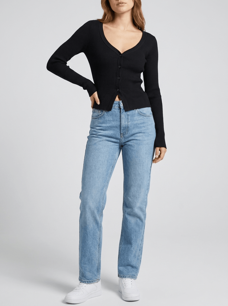 Ribbed Knit Cardigan Women Button Down Long Sleeve Sweater Layer — Kharites Shop - Kharites