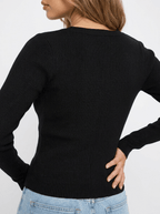 Ribbed Knit Cardigan Women Button Down Long Sleeve Sweater Layer — Kharites Shop - Kharites