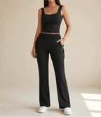Ribbed Lounge Set Square Neck Tank Top & Drawstring Pants Two Piece — Kharites Shop - Kharites