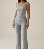Ribbed Lounge Set Square Neck Tank Top & Drawstring Pants Two Piece — Kharites Shop - Kharites