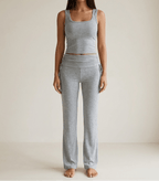 Ribbed Lounge Set Square Neck Tank Top & Drawstring Pants Two Piece — Kharites Shop - Kharites