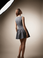Ruffle Mini Dress Women Round Neck Sleeveless Button Front Summer — Kharites Shop - Kharites