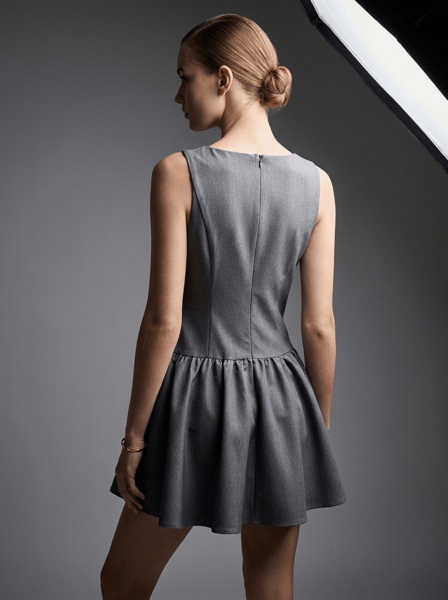 Ruffle Mini Dress Women Round Neck Sleeveless Button Front Summer — Kharites Shop - Kharites