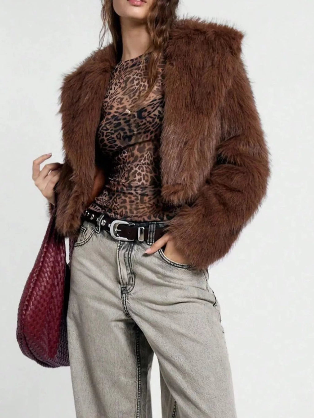 Sheer Leopard Print Long Sleeve Blouse - Kharites