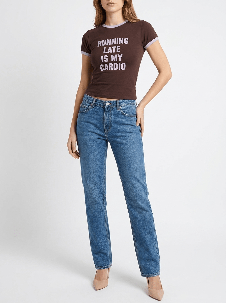 Slogan Graphic Tee Women Round Neck Short Sleeve Casual Everyday Top — Kharites Shop - Kharites