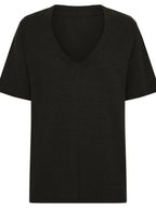 Solid V-Neck Short Sleeve T-Shirt - Kharites