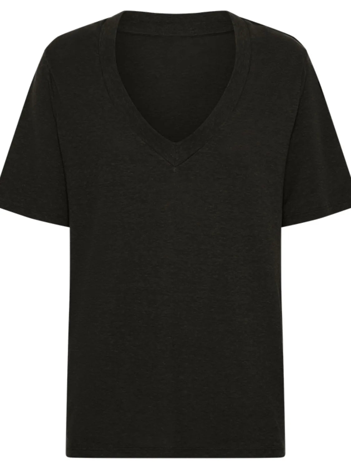Solid V-Neck Short Sleeve T-Shirt - Kharites