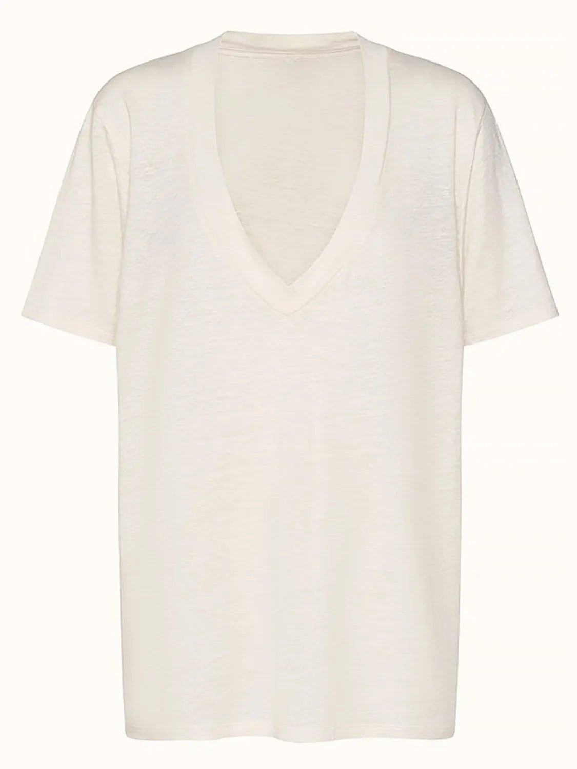 Solid V-Neck Short Sleeve T-Shirt - Kharites