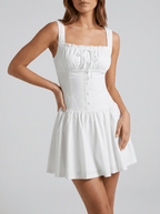Square Neck Cami Dress Women Button Front Sleeveless Summer Dress — Kharites Shop - Kharites