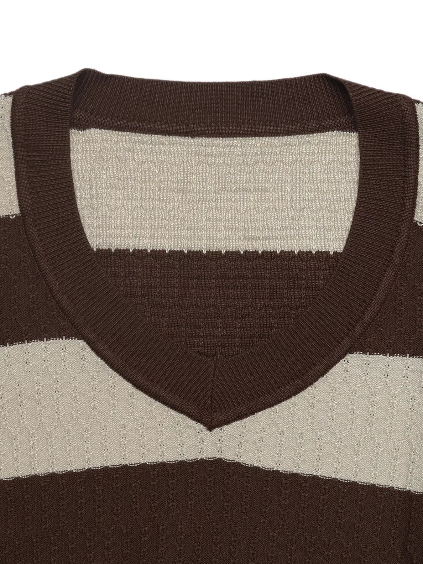 Striped Knit Top Women V Neck Ribbed Long Sleeve Sweater Pullover — Kharites Shop - Kharites