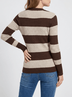 Striped Knit Top Women V Neck Ribbed Long Sleeve Sweater Pullover — Kharites Shop - Kharites