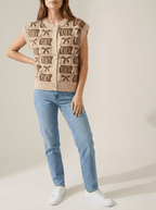 Sweater Vest Women Patterned Button Up Knit Sleeveless Preppy Top — Kharites Shop - Kharites