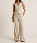 Tailored Vest & Wide Leg Trouser Two Piece Set Women Sleeveless — Kharites Shop - Kharites