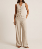 Tailored Vest & Wide Leg Trouser Two Piece Set Women Sleeveless — Kharites Shop - Kharites