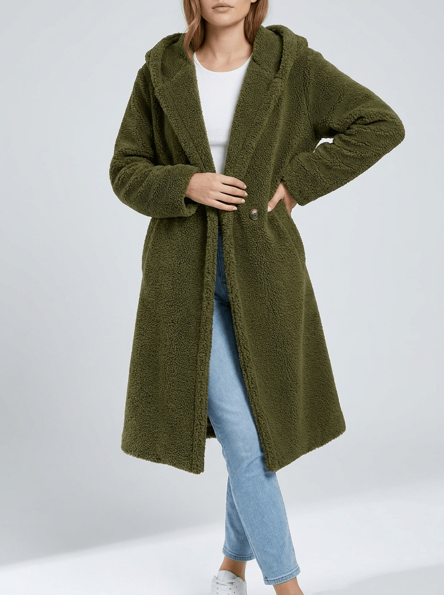 Teddy Bear Hooded Longline Coat Women Fuzzy Sherpa Warm Winter Jacket — Kharites Shop - Kharites