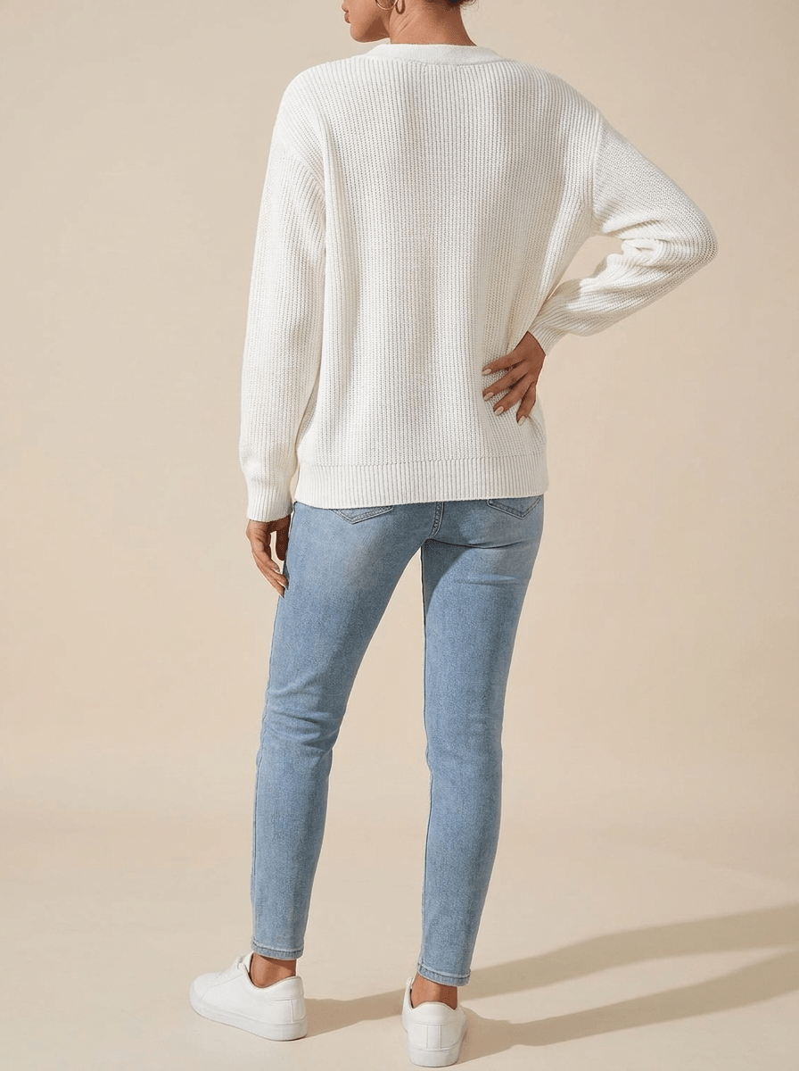 Tie Front Cardigan Women Ribbed Long Sleeve Knit Sweater With Pockets — Kharites Shop - Kharites