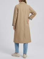Trench Coat Women Button Up Checkered Lining Long Jacket Classic Overcoat — Kharites Shop - Kharites