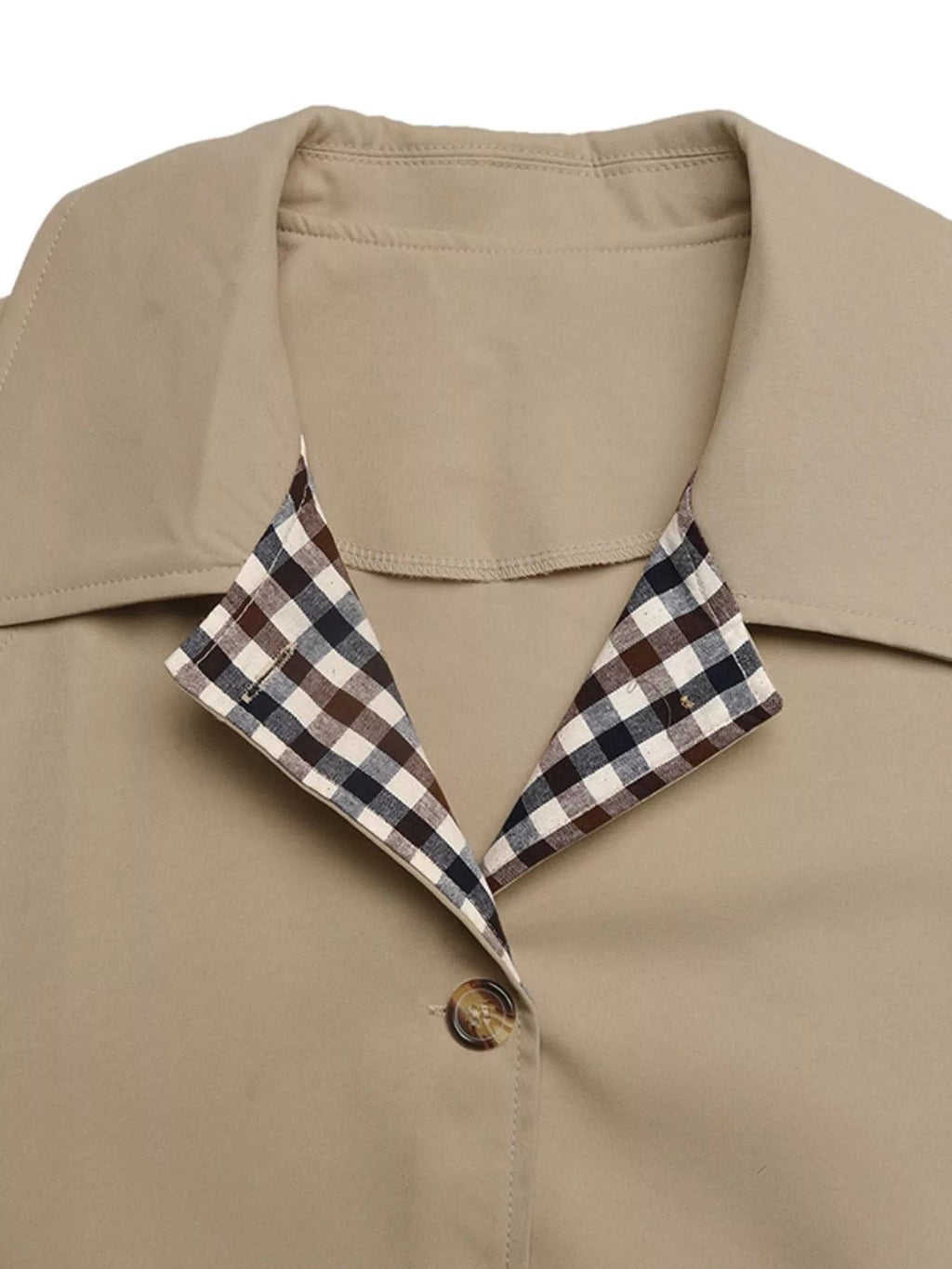 Trench Coat Women Button Up Checkered Lining Long Jacket Classic Overcoat — Kharites Shop - Kharites