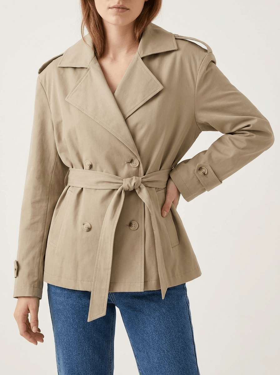 Trench Coat Women Double Breasted Belted Long Jacket Classic Overcoat — Kharites Shop - Kharites